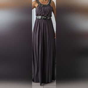 MIROA MAXI DRESS, round neck, double lining, stones & Studs